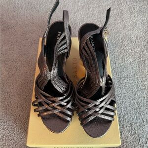 Franco Sarto Silver Wedge Sandals